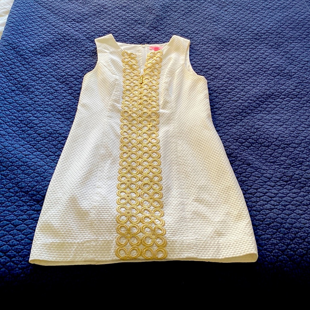 Lilly Pulitzer White & Gold Shift Dress